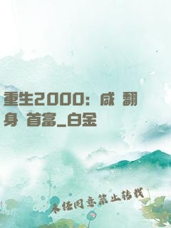 重生2000：咸魚翻身變首富